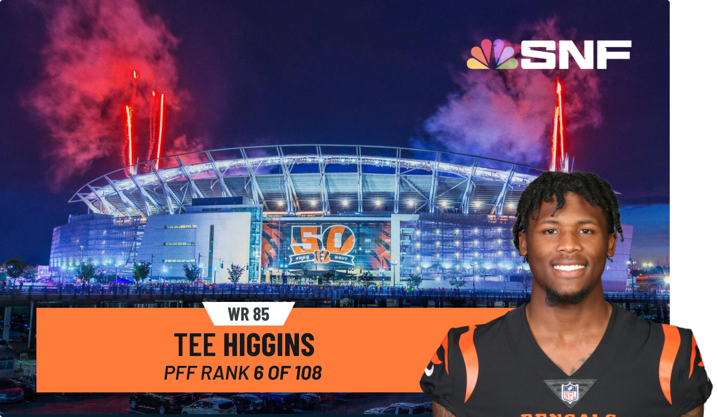 Tee Higgens Sunday Night Football Graphic