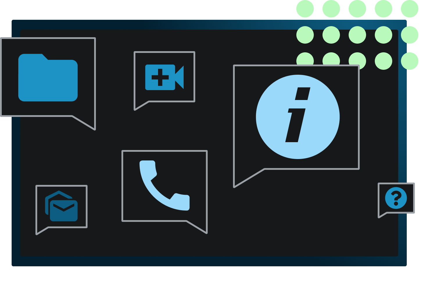 Icon and chat represntation of on going customer service